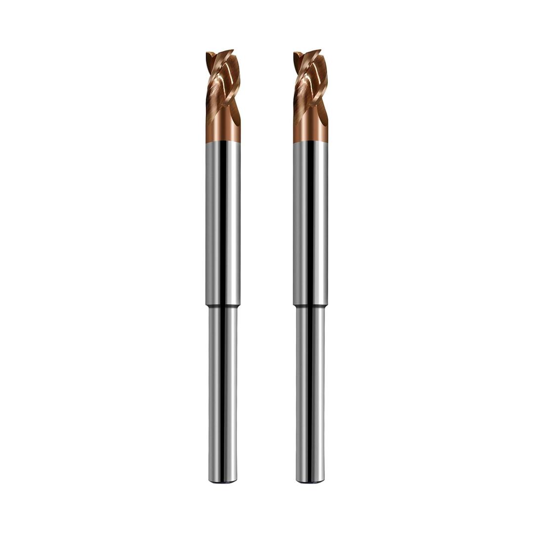2Pcs 1/4in Reduced Shank for Router,5/16in 37Helix Solid Carbide End Mill for Aluminum,3 Flute, AlTiN+TiSiN Coated Bits Tool for Aluminum and Other Non-Ferrous Materials