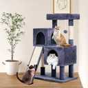 FDW Cat Tree for Indoor Cats 36 Inches Cat Tower Multi-Level Indoor Cat Play Condo House with Scratching Posts, Spacious Perch, Sisal Posts and Dangling Toys (Dark Grey)