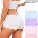 UNDER THE SEA Boy Shorts Underwear for Women Cotton Boxer Briefs Full Covreage Lace Boyshort Womens Panties 6 Pack (Medium)