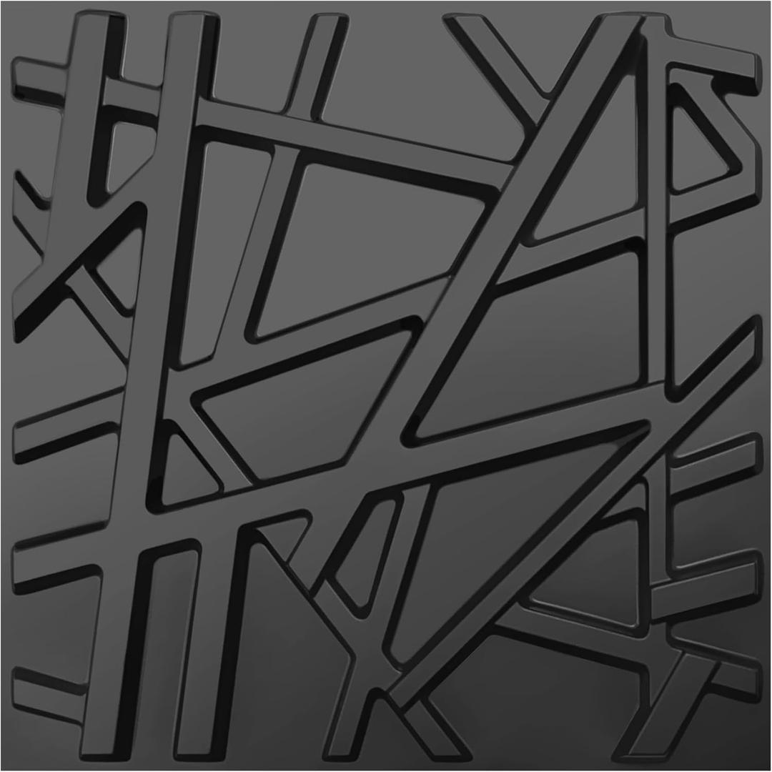 LEVOWAY 33 Pack 3D Wall Panels for Interior Wall Decor, 12''x12'' Black Accent Textured Wall Panels, Wall Covering Panles for Living Room, Gaming Room, TV Background, Cover 32 Sq.Ft