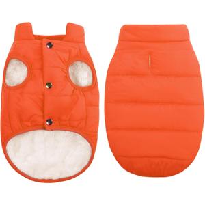 ASENKU Dog Winter Coat - Waterproof Windproof Dog Jacket, Warm Snowproof Doggie Puffer Vest for Cold Weather, Lightweight Snow Coats for Small Medium Large Dogs (Orange, XL)