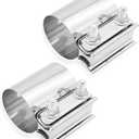 2PCS Exhaust Clamp,Stainless Steel Lap Joint Band Clamp Muffler Clamp,Universal Copper Pipe Repair for Fastening Most Car Accessories Pipelines (2.5 inch)