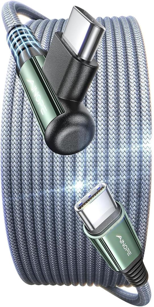 AINOPE USB C to USB C Cable 10FT 1Pack 60W Type C Cable Righe Angle for iPhone 16 Pro Max Charger Fast Charging Long Charger Cord Cable 10FT Compatible with iPhone 16 MacBook iPad Pro Airpods Pixel