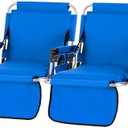 GREEN PARTY Stadium Seat for Bleachers Portable Outdoor Floor Folding Stadium Chair with Armrest, Back Support, Cup Holder, Mesh Bag and Hide Hooks, 2 Pieces