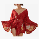 Women’s Kimono Robe Japanese Lingerie Short Geisha Costume Kimono Night Dress Summer Thin Chiffon Pajamas B12