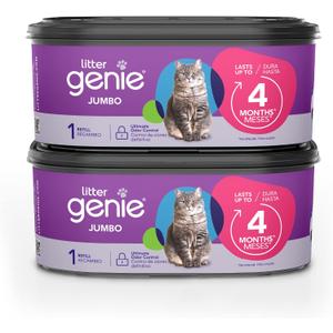 Litter Genie Refill Bags | Jumbo 2-Pack, 56 Total ft | Up to 8 Months of Supply in 2 cartridges | Ultimate Odor Control Cat Litter Bags