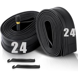 2 Pack 12"/14"/16"/18"/ 20"/ 22"/24"/ 26"/27.5"/28"/29" x1.75/1.95/2.10/2.125 Bicycle Tube with 2 Tire Levers, with 32mm AV Schrader Valve, Inner Tube for Kids/Road/MTB Bike (2 of One Size)