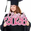2 x Graduation Decorations Class of 2026 Pink Graduation Decorations Rose Gold Class of 2026 Wooden Sign Graduate Photo Props for Grad Party Supplies