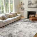 BEIMO Area Rugs 8x10 Machine Washable Rug for Bedroom Living Room Dining Room, Large Modern Abstract Soft Rugs, Indoor Low Pile Carpet with Non Slip Rubber Backing, Abstract Gray