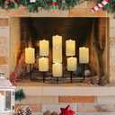 Candeldo Candelabra Fireplace Candle Holder: Black Metal Pillar Candle Holders for Inside Fireplace Mantle Decor Floor Candelabras Table Centerpiece