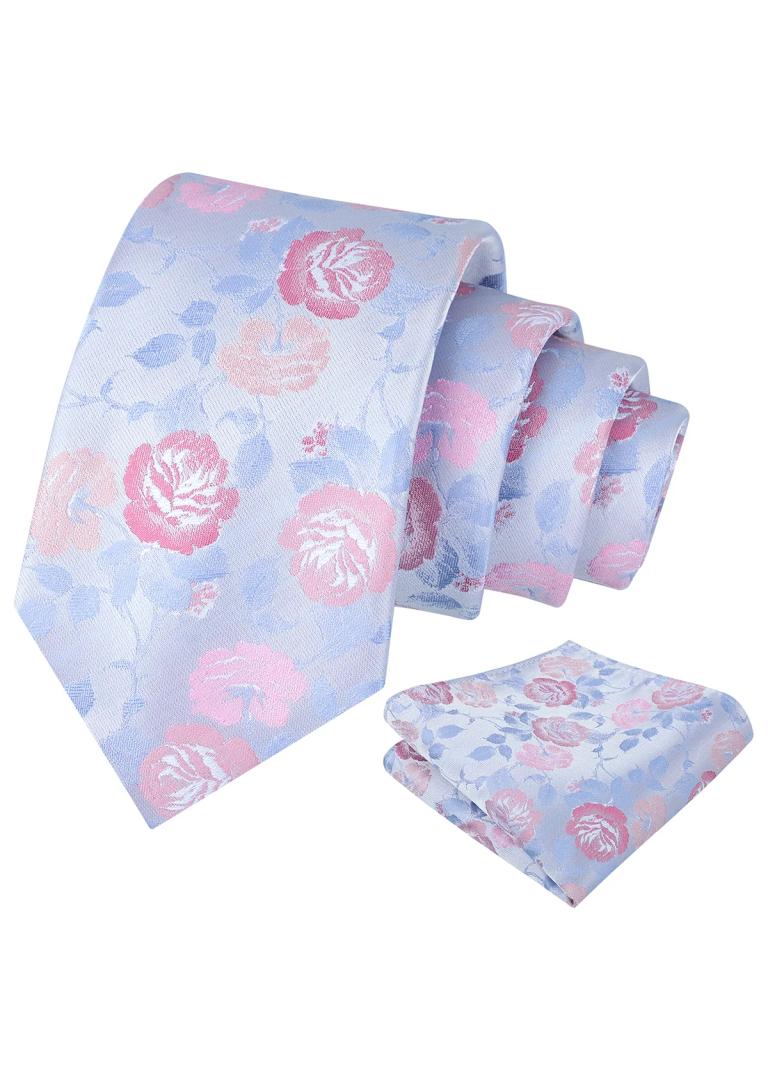 Alizeal Mens 3.15 Inch Small Floral Tie Pocket Square Set Ditsy Print Design for Garden Parties and Romantic Occasions