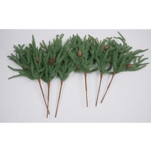 Christmas Norfolk Pine Branches with Pine-Cones, Artificial Norfolk Stems for Vase DIY Christmas Garland Decoration