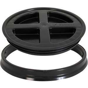 GAMMA2 Gamma Seal Lid - Pet Food Storage Container Lids - Fits 3.5, 5, 6, & 7 Gallon Buckets, Black, Made in USA