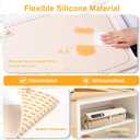 Extra Large Warming Mat for Food, (42"x15") Food Warming Mat with Countertop Insulation Pad, 6 Level Temperature & 6 Hours Timer, Silicone Food Heating Pad, Warming Trays for Buffets Party, Beige