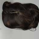 LEEONS Hair Toppers for Women - Synthetic Wavy Middle Part Hair Topper with Fringe Bangs - Brown Highlighted Caramel Blonde