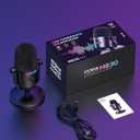 Gaming Microphone with Noise Cancellation & Mute Button, USB Condenser Mic for Streaming/Recording, Ultra-Compact Design, Compatible with PC/Mac/PS4/PS5, Podcast/YouTube/Twitch/Discord (Black)