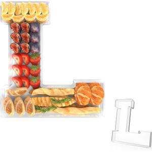 11" Acrylic Letter Charcuterie Tray, Charcuterie Letters Fillable Box for Food, Reusable Serving Cake Candy Dish Display Tray for Birthday Anniversary Party Decoration (Letter L)