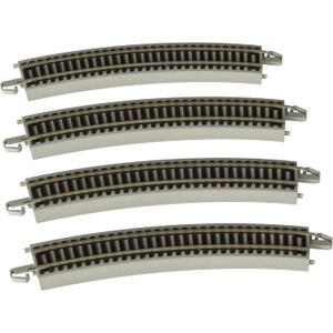 Bachmann Trains - Snap-Fit E-Z TRACK 22 RADIUS CURVED TRACK (4/card) - NICKEL SILVER Rail With Gray Roadbed - HO Scale