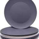 AOYITE Plastic Dinner Plates Reusable, Unbreakable Salad Plates set of 12, BPA Free Microwave & Dishwasher Safe Party Plate for Any Occasion, BBQ, Travel, Events (Grey Stone)