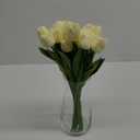 20 Pcs Artificial Tulip Silk Fake Flowers with Vase 14 Inch Faux Tulip Flowers Arrangement for Table Centerpieces Spring Home Decor Flower Lover(Cream White)