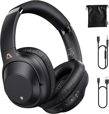 Lavales Bluetooth 5.2 Hybrid Active Noise Cancelling Headphones for Airplane Travel, 90H Playtime Wired and Wireless Over Ear ANC Headset for Adults, Android, Home Office