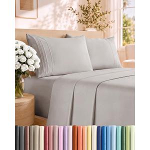 Queen Size 4 Piece Sheet Set - Breathable & Cooling Sheets - Light Grey
Hotel Luxury Bed Sheets for Women & Men, Deep Pockets, Easy-Fit, Extra Soft and Wrinkle Free Sheets, Oeko-Tex Bed Sheet Set