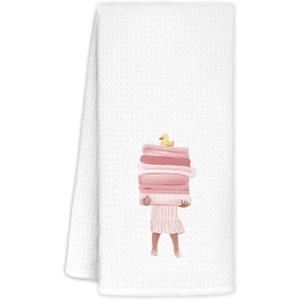 YTRGI Pink Cute Bathroom Hand Towels, WAITPI Blue Bows Kitchen TowelsLight Pink Preppy Hand Towel for Girls Bathroom Dorm Apartment Decor, Girly Gifts Kitchen Dish Tea Towels 16x24 Inch 2 Pack
