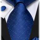 Dubulle Silk Ties Set for Men Formal Paisley Striped Necktie Pocket Square Cufflinks 3PCS Sets Wedding Business Party