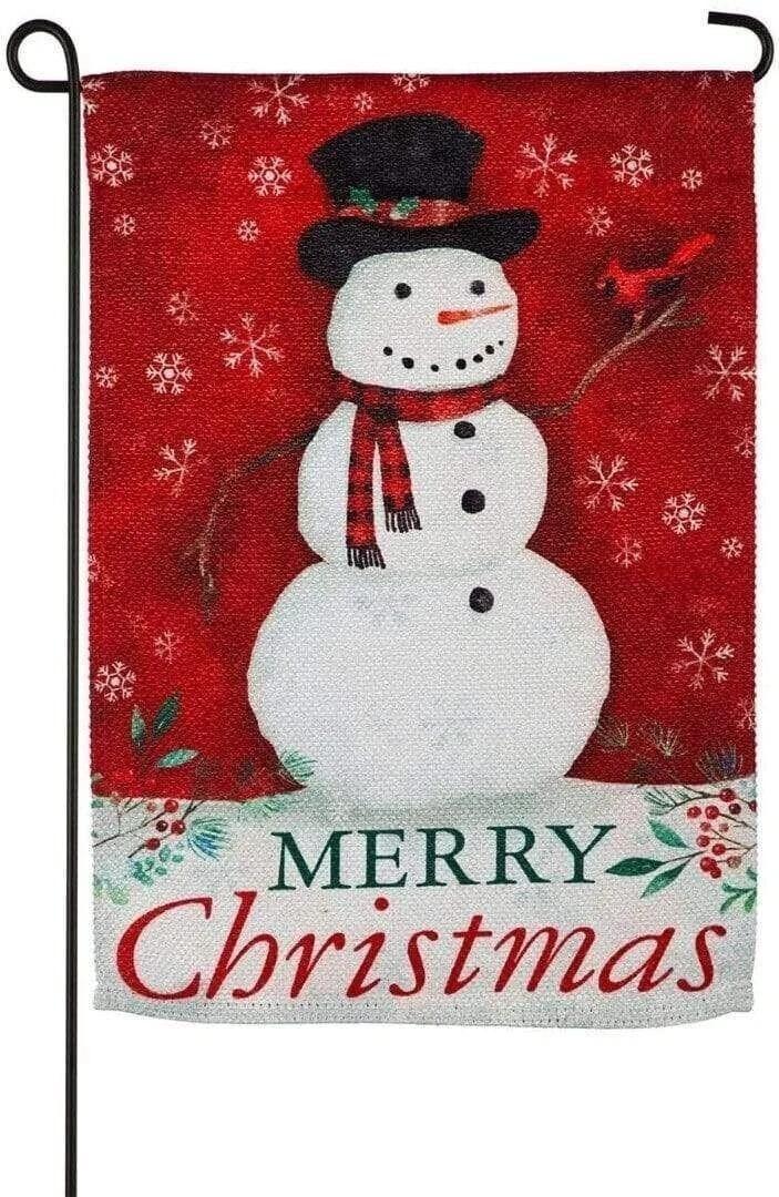 4 x Christmas Heritage Snowman Textured 12.5" x 18" Garden Flag Evergreen