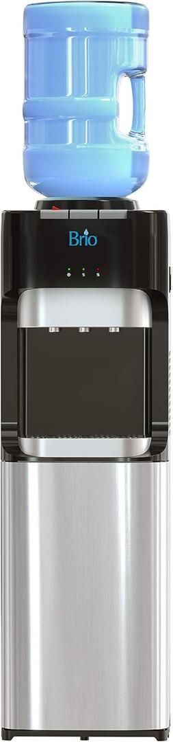 Brio Essential Series Top Loading Water Cooler Dispenser - Tri Temp Dispense, Child Safety Lock, Holds 3 or 5 Gallon Bottles - UL/Energy Star Approved