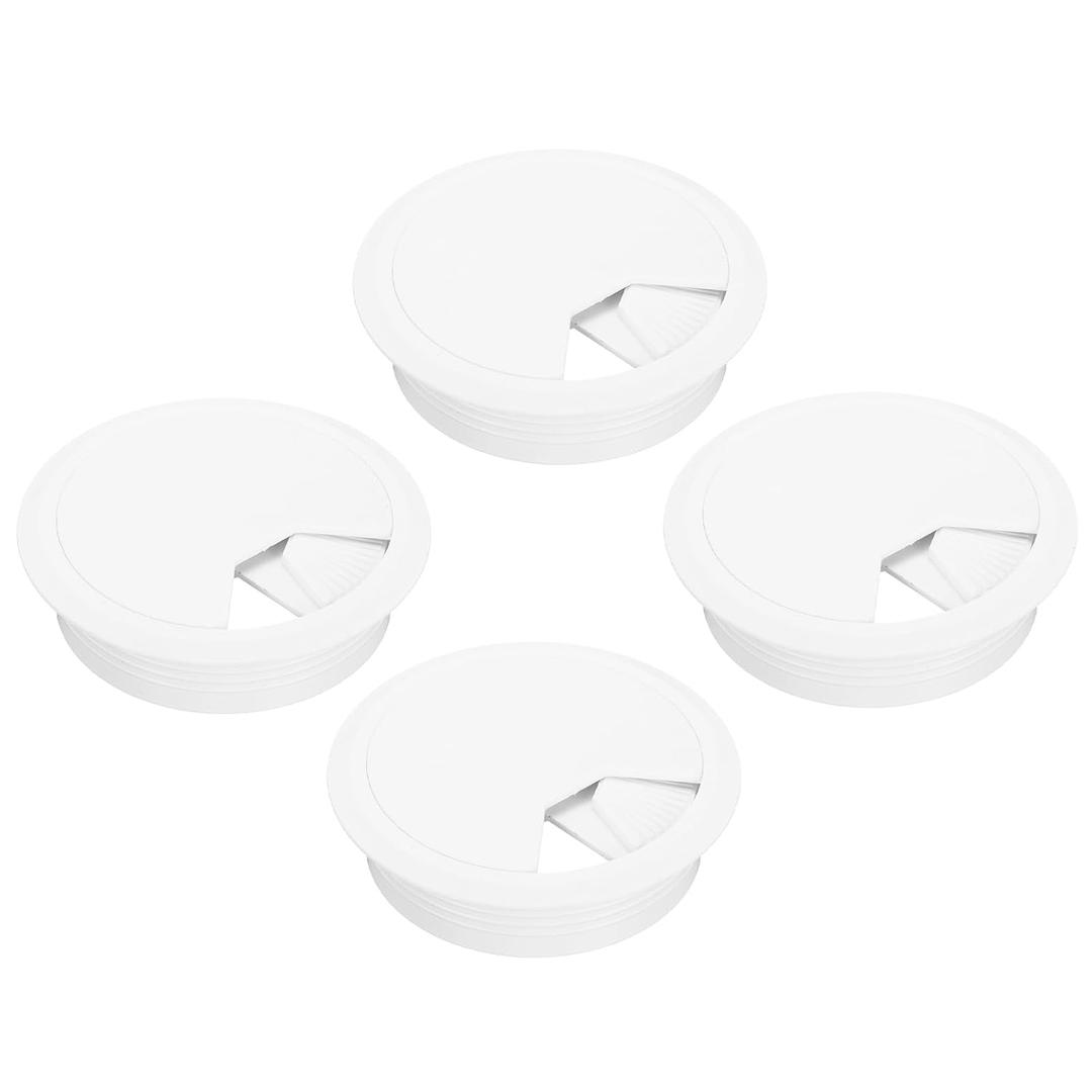 MECCANIXITY 4 Pcs Desk Grommet 3 Inch(80mm), Round Desk Cord Hole Cover Wire Cable Organizer for Home Office Computer Table Cables, White