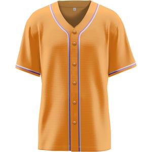 Baseball Jersey for Men,Blank Baseball Jerseys Shirts Short Sleeve Hip Hop Sports Casual Button-Down Uniforms (Orange, XL)