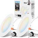 LVWIT LED Recessed Light 6inch, 5CCT Can Lighting with White Cover, Color Selectable Dimmable Downlight with E26 Conversion Kit, 2 Pack
