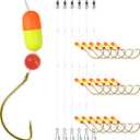 OROOTL Pompano Fishing Rigs, 6pcs Pompano Rigs for Surf Fishing Pre-Rigged Pompano Float Rigs with Circle Hooks Saltwater Fishing Rigs Surf Fishing Gear (Orange/Yellow-6pcs)