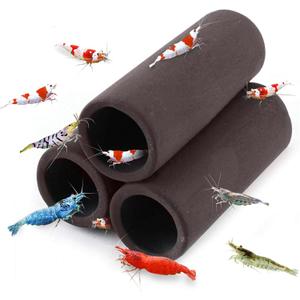 SunGrow Isopod & Shrimp Ceramic Shelters, 2.8 x 1.8 x 0.6 Inches, Small Reptile & Lizard Hiding Cave Connected Tubes, Aquarium Decor