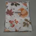 2 x Thanksgiving Waterproof Tablecloth  Fall Harvest Pumpkins, Maple Leaves & Berries Print  Autumn Rectangle Table Cover for Dining or Party, White, 60" Round