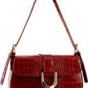 Shoulder Bag for Women Cute Chic Hobo Purses and Handbags Retro Clutch Underarm Purse with 2 Removable Strap (Crocodile Pattern Red)