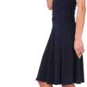 Rekucci Women's Slimming Short Sleeve Fit-N-Flare Crossover Tummy Control Dress (18, Navy)