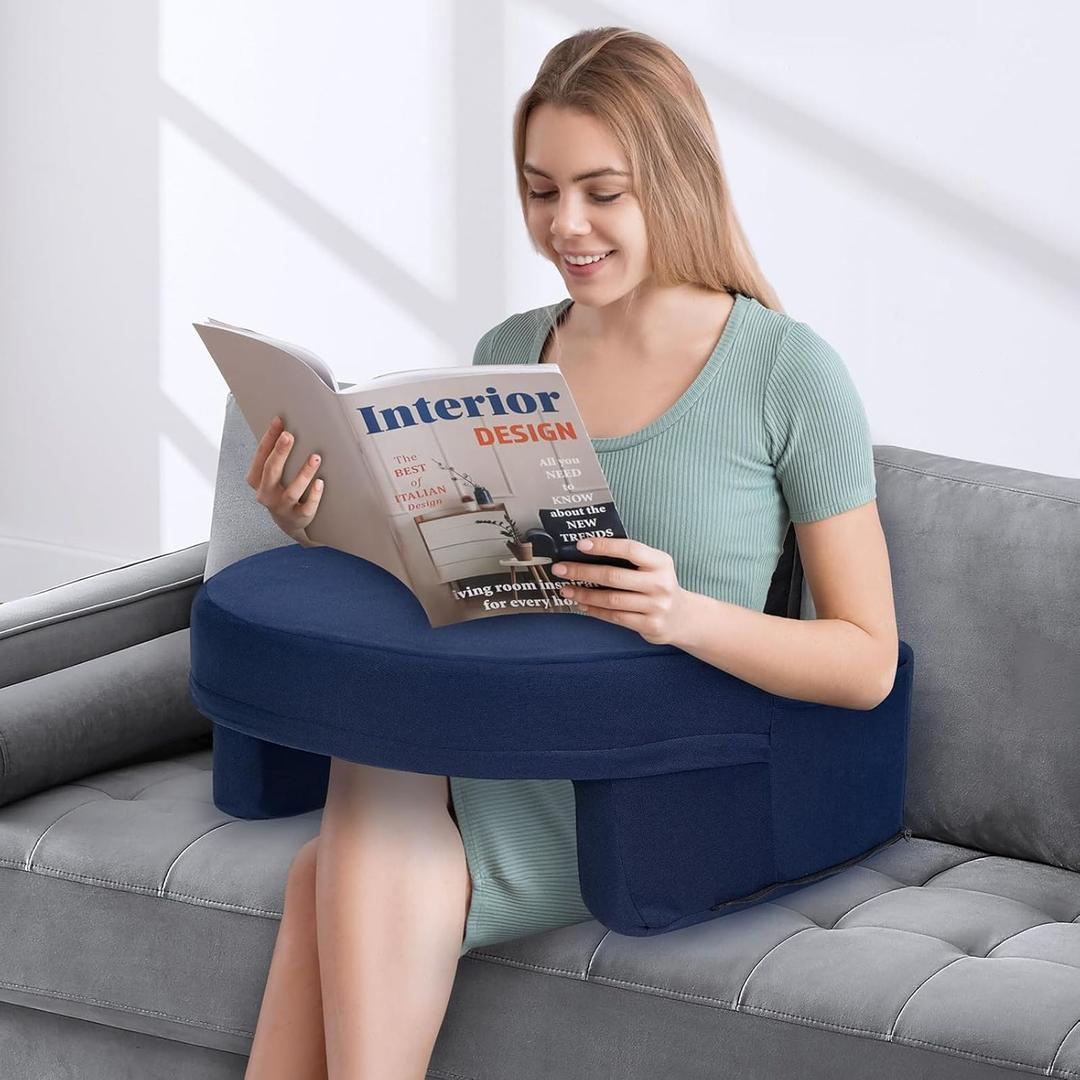 ITEFDTUTNE Reading Pillow for Gaming Extra Large, Adjustable Lap Desk Pillow with Pocket, Soft Memory Foam Arm Rest Pillow for Adult, Gaming Pillow for Lap, Sitting in Bed Floor Sofa