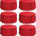 10 Pack Round Tablecloths - 120 Inch Red Polyester Cover for Round Tables, Stain and Wrinkle Resistant Washable Fabric Cloth for Wedding Banquet Parties
