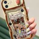 Toycamp for iPhone 16 Case 6.1 Inch - Women Girls Cute Boba Milk Tea with Sliding Camera Cover Girly Bling Glitter Sparkle Design Flowing Liquid Quicksand Cover for iPhone 16 Phone Case