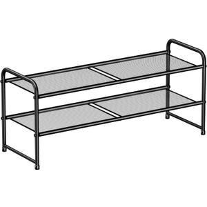 SUFAUY Shoe Rack for Closet, 33" Wide Metal Shoe Rack Organizer Heavy Duty, 2-Tier Mesh for Shoes, Black