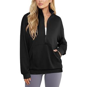 LYANER Women's Hoodies Side Slit Long Sleeve Thumb Hole Casual Loose Sweatshirts (Black, XL)