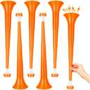 6 Pcs Collapsible Stadium Horn for Adult, 21 Inch, Plastic Vuvuzela Trumpet Noisemakers for Sports Events, Carnivals, Parties, Orange