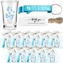 Blushtier 25 Sets Baby Shower Party Favor Shot Glasses Cute Bottle Opener Keychains Thank You Tags and Bags Baby Shower Favors Gender Reveal Party Guests Return Gift(Boy)