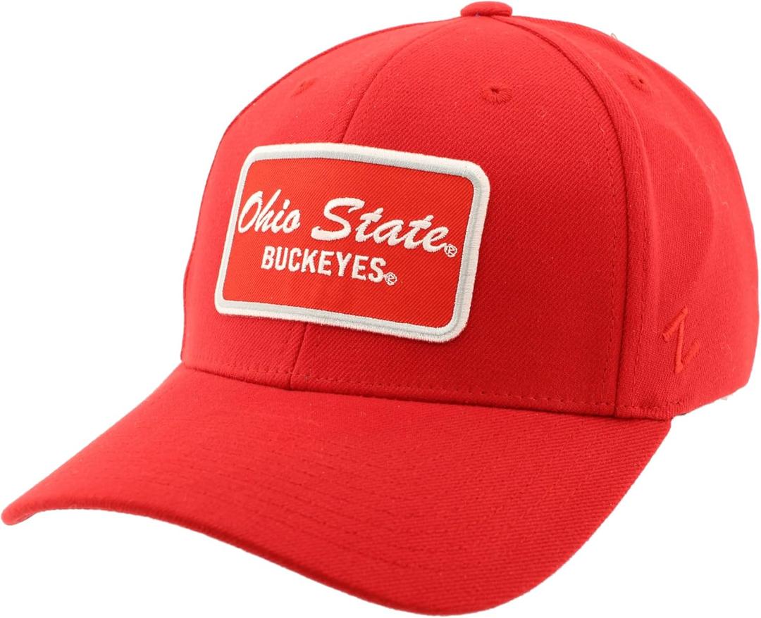 ZHATS Men's Standard NCAA Officially Licensed Fitted Hat ZH Patch Brick Team Color, Large