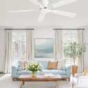 ZMISHIBO 52 Inch Ceiling Fan No Light, Flush Mount Low Profile, Modern White Ceiling Fan Without Light, Remote Control & Quiet DC Motor, for Indoor&Outdoor, Bedroom, Living Room