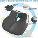 Car Seat Cushion: Ergonomic Memory Foam Car Cushion for Sciatica Pain Relief, Larger Driving Seat Pillow for Short Drivers on Long Drives - Butt Pillow for Truck, Office, Wheelchair - Gray