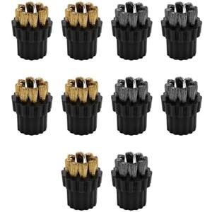 10 Pcs Steam Mop Replacement Brush Head Steam Mop Accessories Steam Cleaner Mop Head 24mm Outer Diameter, 8mm Internal Thread Diameter (5 Pcs Copper Brush & 5 Pcs Steel Brush)