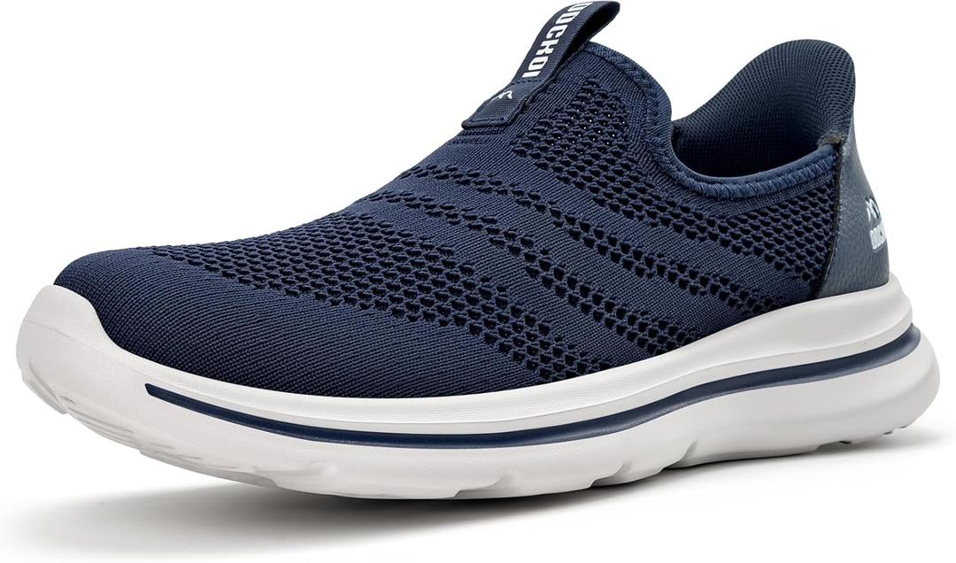 Men's Hands-Free Slip On Sneakers | Laceless Walking Shoes for Gym/Travel/Office (9, 1644-dark Blue)